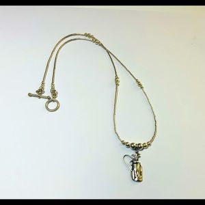 Sterling Silver Necklace with Golf Pendant and Argentium® Silver